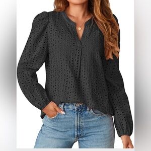 Black Eyelet Women's Top